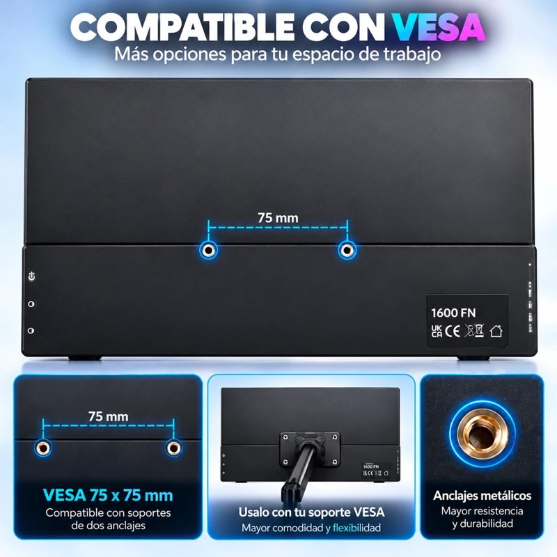 MONITOR PORTATIL 16 PULGADAS IPS 2.5K Y 120HZ PARA NOTEBOOK - 6