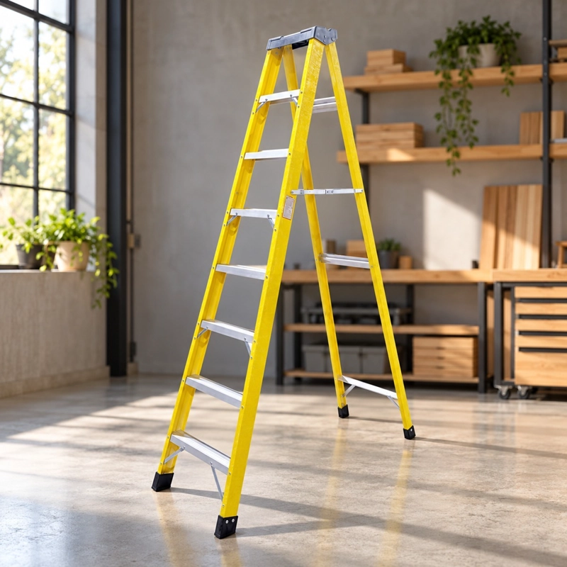ESCALERA FIBRA DE VIDRIO INDUSTRIAL 2.4MTS 8 PELDAÑOS 150KG - 1