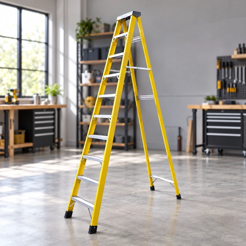ESCALERA FIBRA DE VIDRIO INDUSTRIAL 3.1MTS 10 PELDAÑOS 150KG - 1