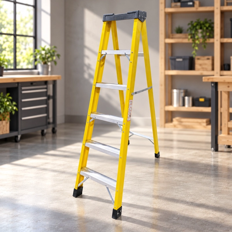 ESCALERA FIBRA DE VIDRIO INDUSTRIAL 1.8MTS 6 PELDAÑOS 150KG - 1