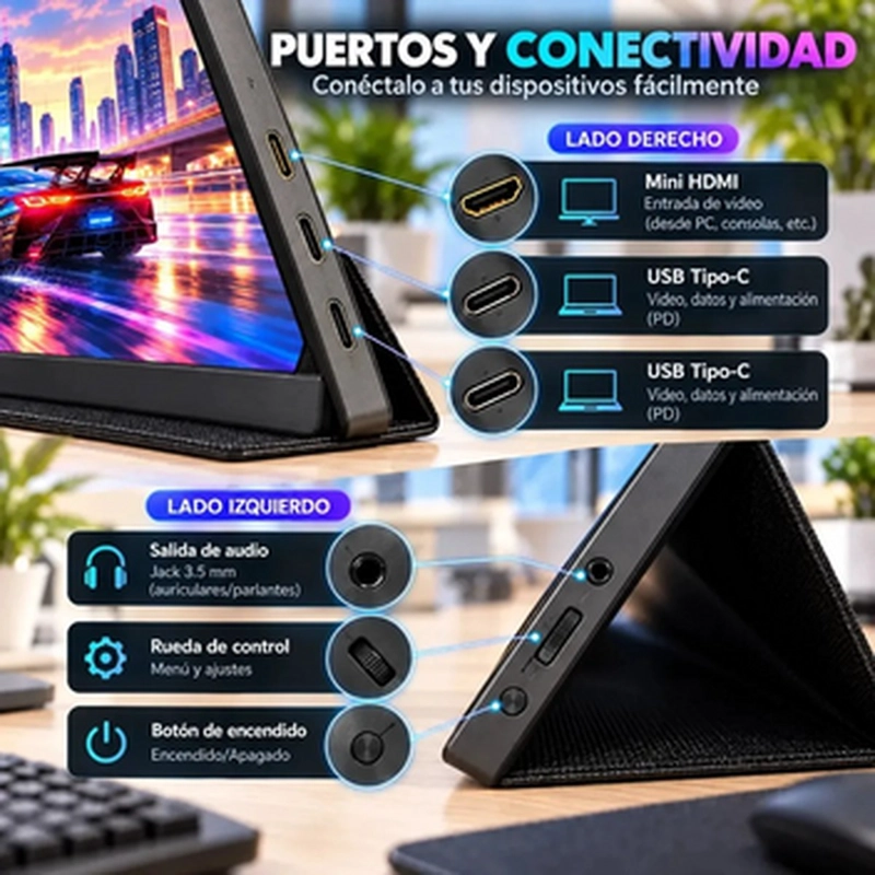 MONITOR 4K DE 60HZ IPS PORTATIL 4K 2160P DE 15.6 PULGADAS - 9
