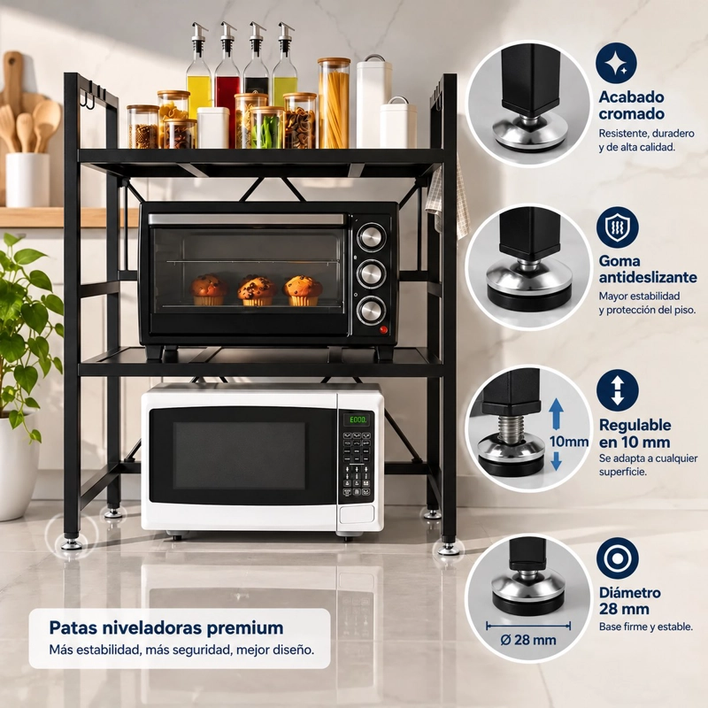 ESTANTE MICROONDAS EXTENSIBLE 2 NIVELES METALICO COCINA ORGANIZADOR - 4