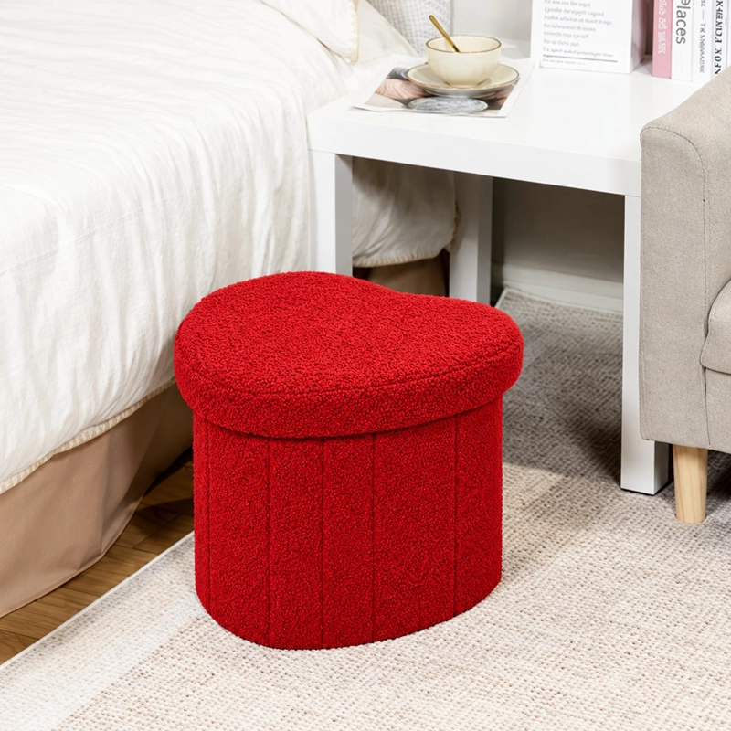 PUFF PLEGABLE BAUL ORGANIZADOR TIPO CORAZON 38X38CM ROJO - 4