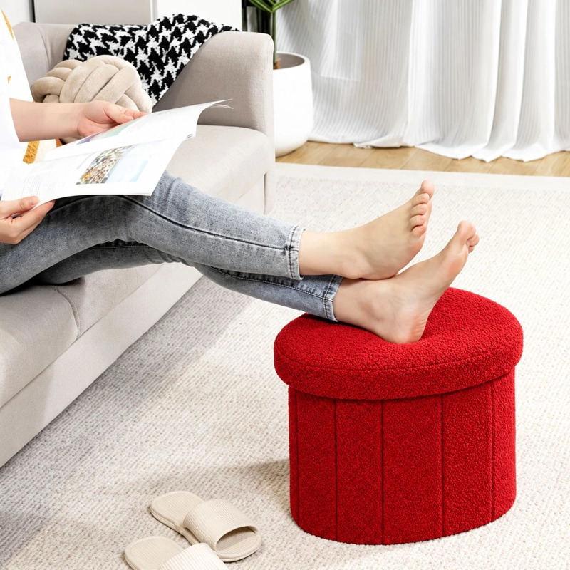 PUFF PLEGABLE BAUL ORGANIZADOR TIPO CORAZON 38X38CM ROJO - 5