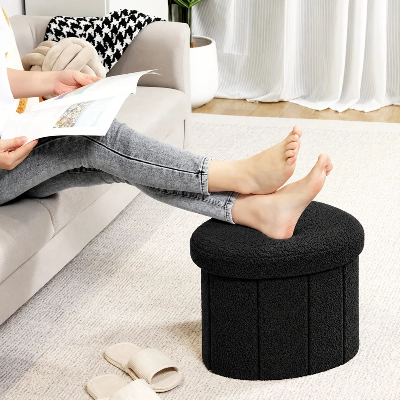 PUFF PLEGABLE BAUL ORGANIZADOR TIPO CORAZON 38X38CM NEGRO - 5