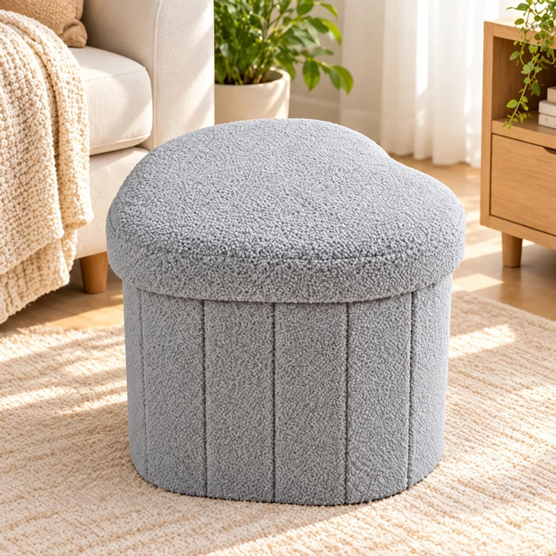PUFF PLEGABLE BAUL ORGANIZADOR TIPO CORAZON 38X38CM GRIS - 1