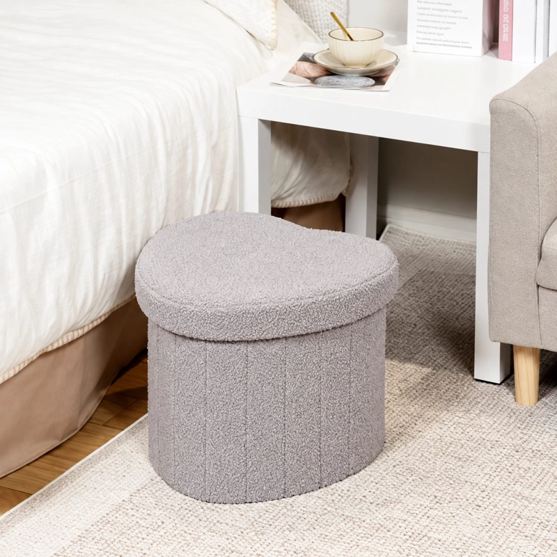 PUFF PLEGABLE BAUL ORGANIZADOR TIPO CORAZON 38X38CM GRIS - 4