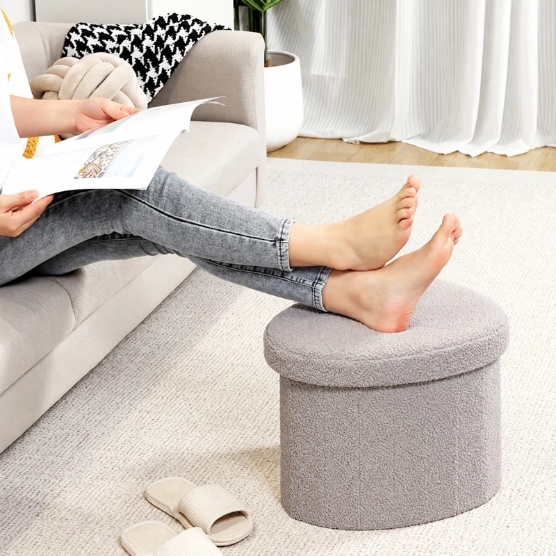 PUFF PLEGABLE BAUL ORGANIZADOR TIPO CORAZON 38X38CM GRIS - 5