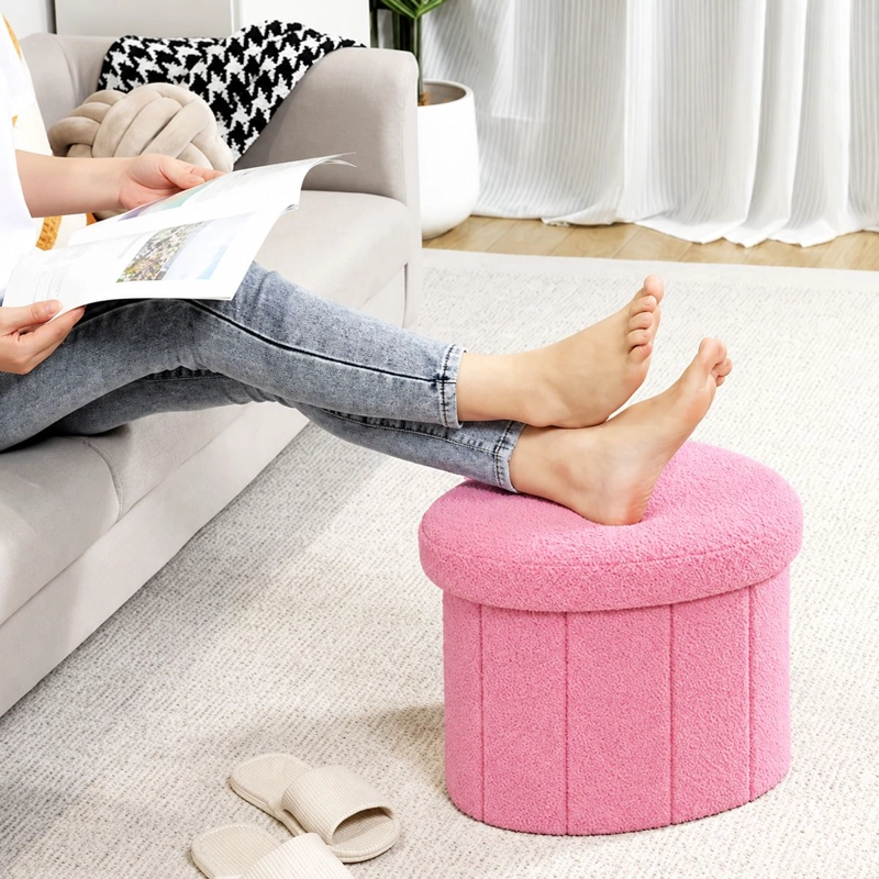 PUFF PLEGABLE BAUL ORGANIZADOR TIPO CORAZON 38X38CM ROSA - 5