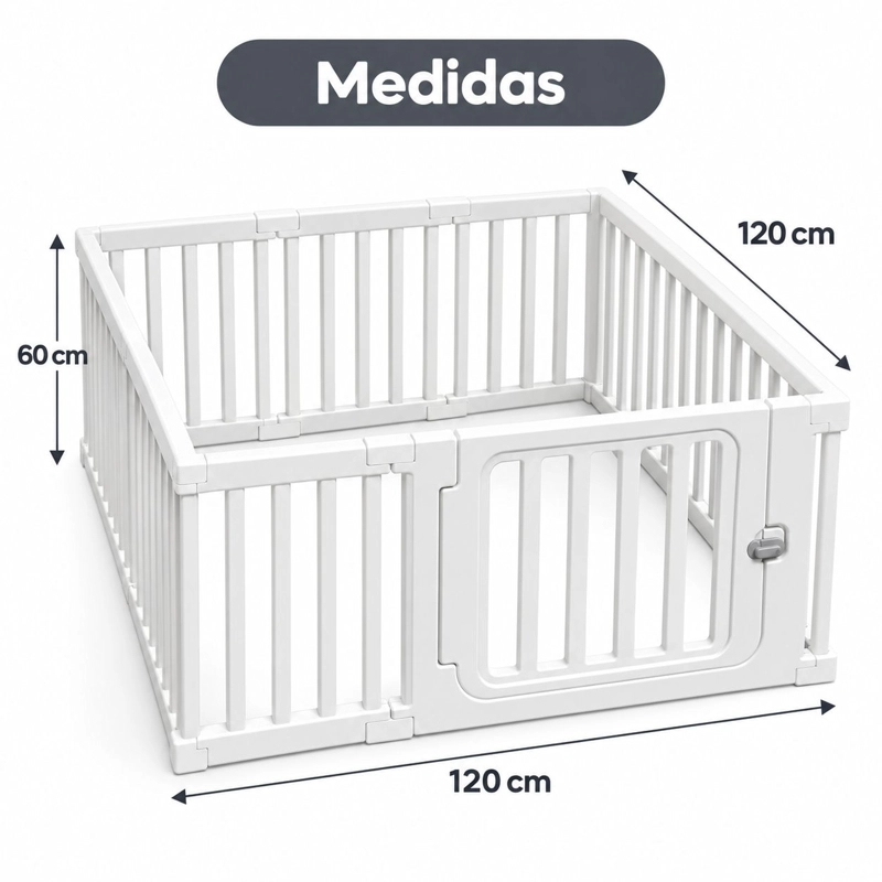 CORRAL PARA BEBE NIÑOS CON SEGURO ARMABLE 120X120CM BLANCO - 2