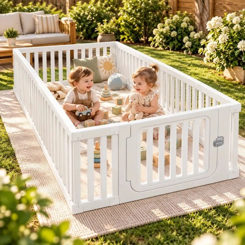 CORRAL PARA BEBE NIÑOS CON SEGURO ARMABLE DE 160X200CM BLANCO - 1