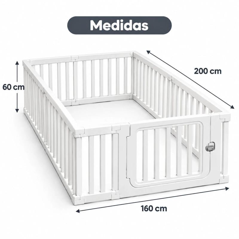 CORRAL PARA BEBE NIÑOS CON SEGURO ARMABLE DE 160X200CM BLANCO - 2
