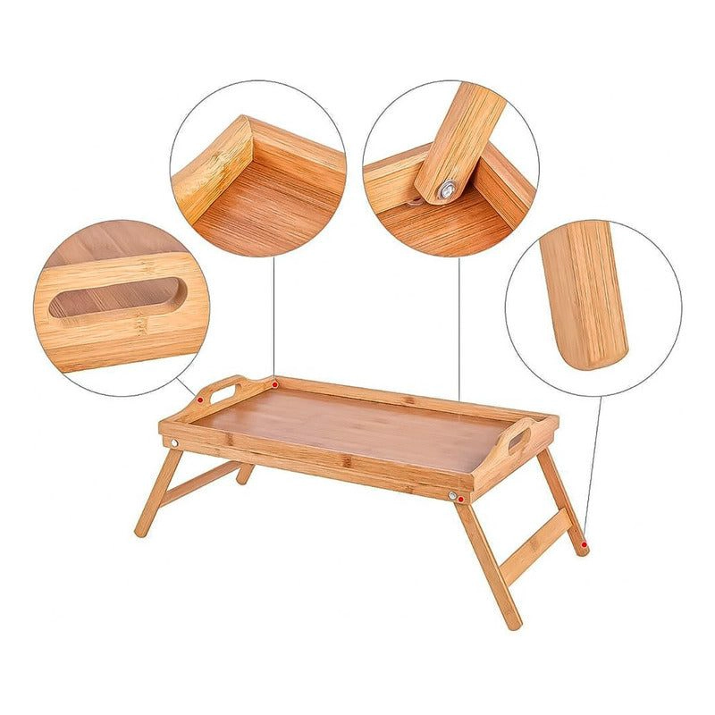 BANDEJA DESAYUNO CAMA PLEGABLE COMIDA NOTEBOOK MESA MADERA - 6