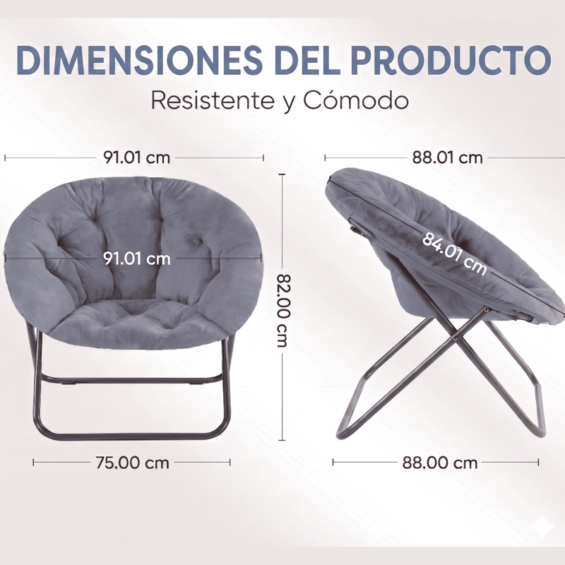 SILLA PLEGABLE PREMIUM LUNA GRIS - 3
