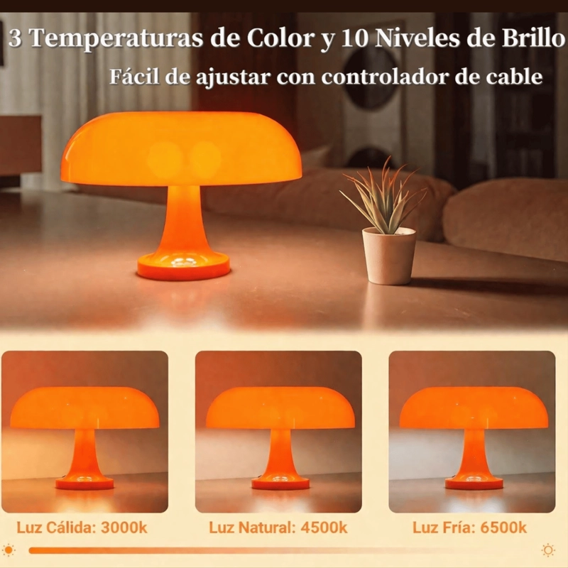 LAMPARA RETRO HONGO NARANJA - 4
