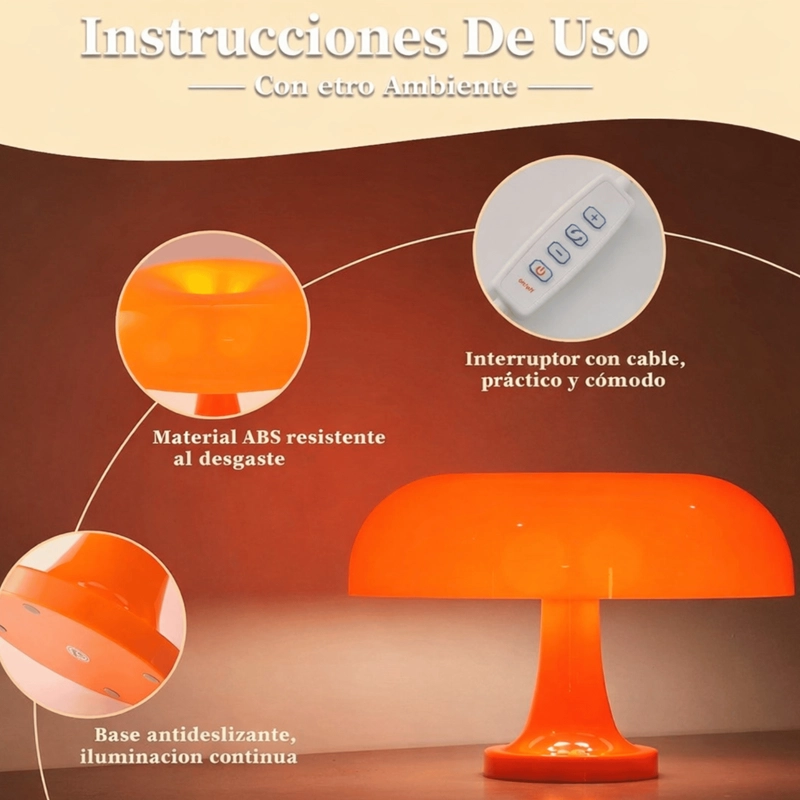 LAMPARA RETRO HONGO NARANJA - 5