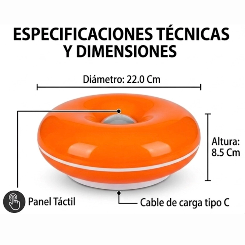 LAMPARA DONUT LED TOUCH REGULABLE- DISEÑO MODERNO - 5