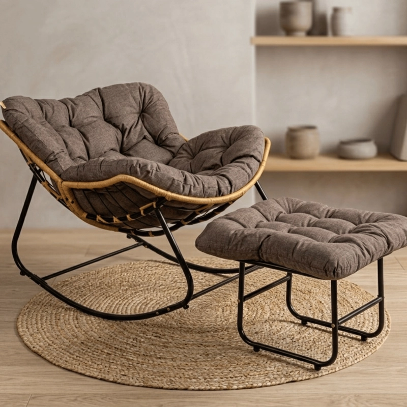 SILLA MECEDORA BOHO + REPOSAPIES - 6