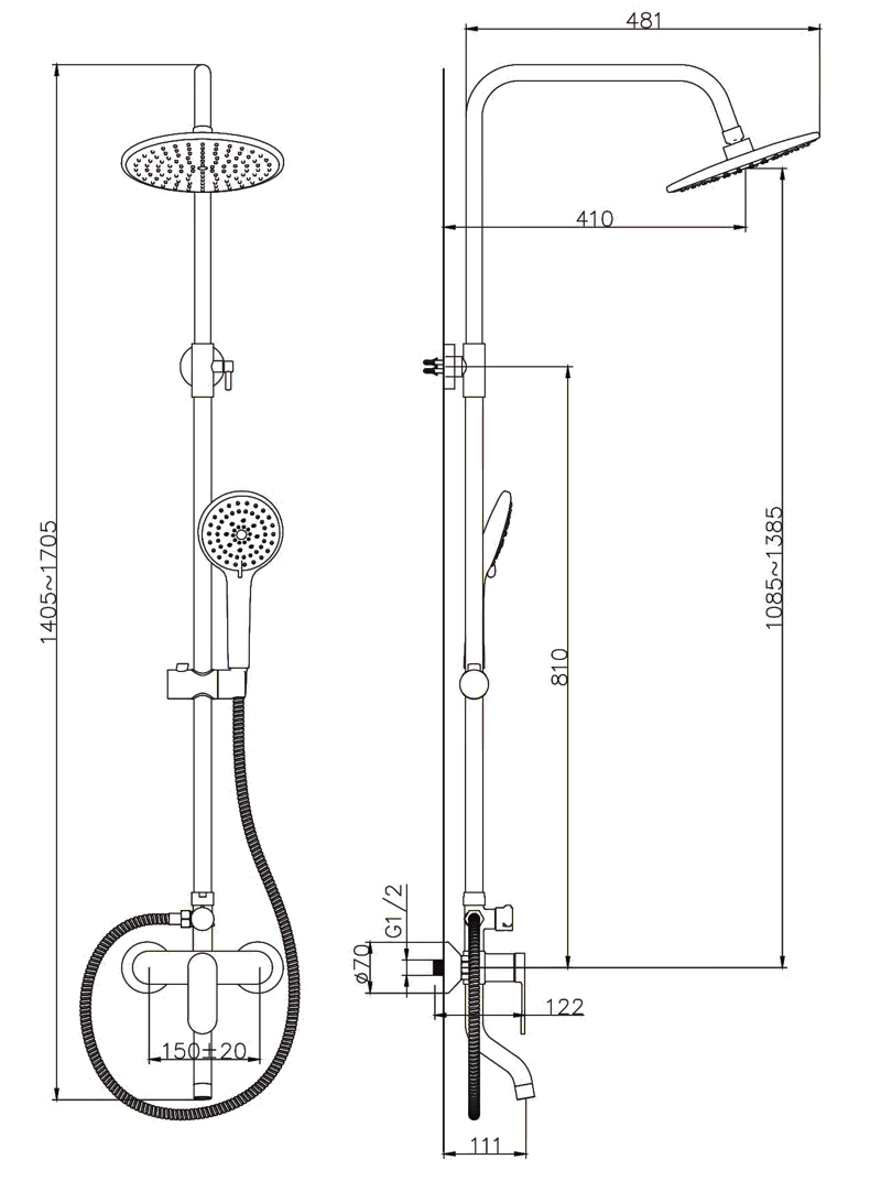 COLUMNA DUCHA ROX BLACK DE LATÓN - 2