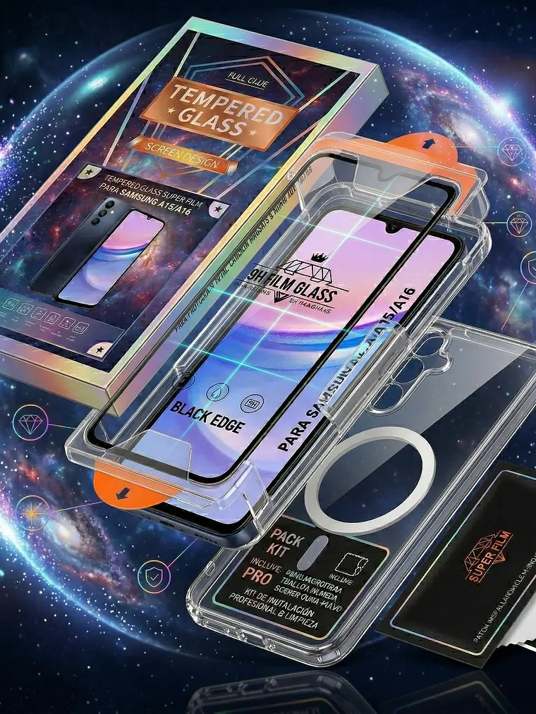 KIT SAMSUNG A16 CARCASA MAGSAFE + VIDRIO 9H 2EN1 TRANSPARENTE - 1