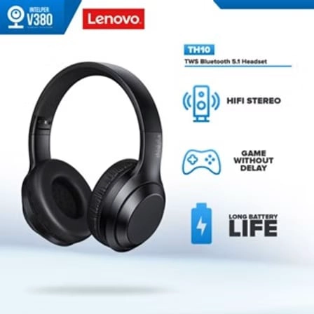 LENOVO THINKPLUS TH 10 AUDIFONOS BLUETOOTH CON MICROFONO - NEGRO - 2