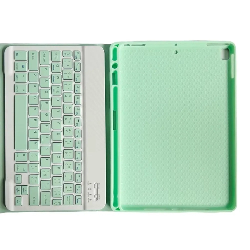 TECLADO FUNDA PARA TAB IPAD 10.2 GENERACION 2019-2020-2021, IPAD PRO 2017-VERDE - 2