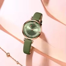 RELOJ PULSERA CURREN 9079 CON CORREA DE CUERO COLOR VERDE - 2