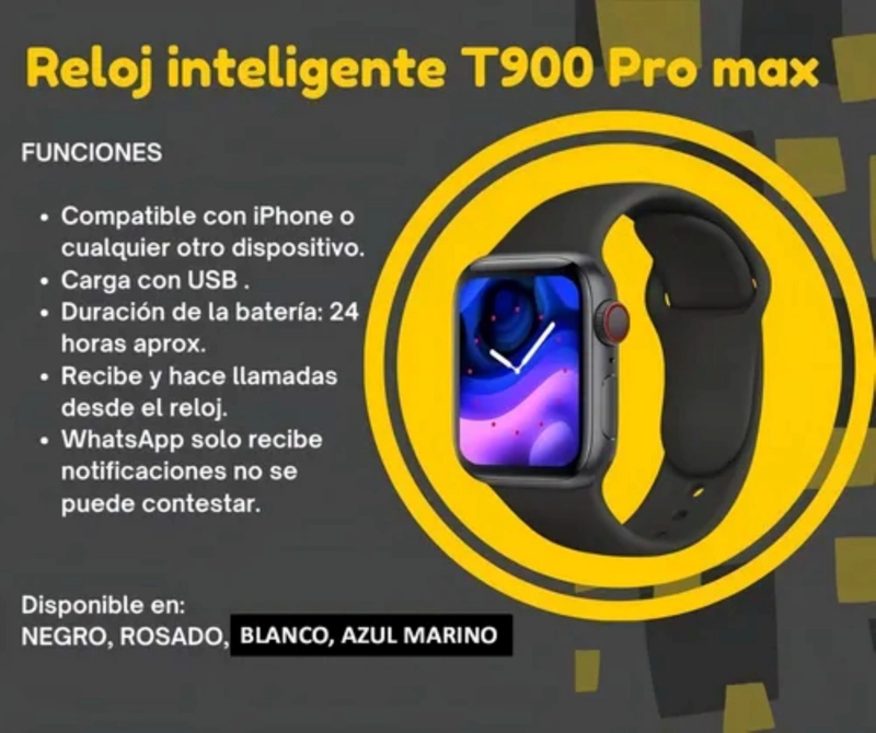 RELOJ INTELIGENTE SMARTWATCH BLUETOOTH T900 PRO MAX DEPORTIVO ROSADO - 6