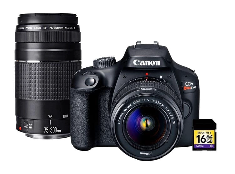 KIT CANON T100 + LENTES 1855 Y 75300, OPEN BOX - 1
