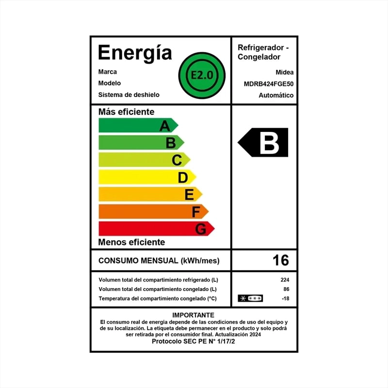 REFRIGERADOR  BOTTOM MIDEA  MDRB424FGE50, PUERTA BAJA CON LEVE ABOLLLADURA - 8