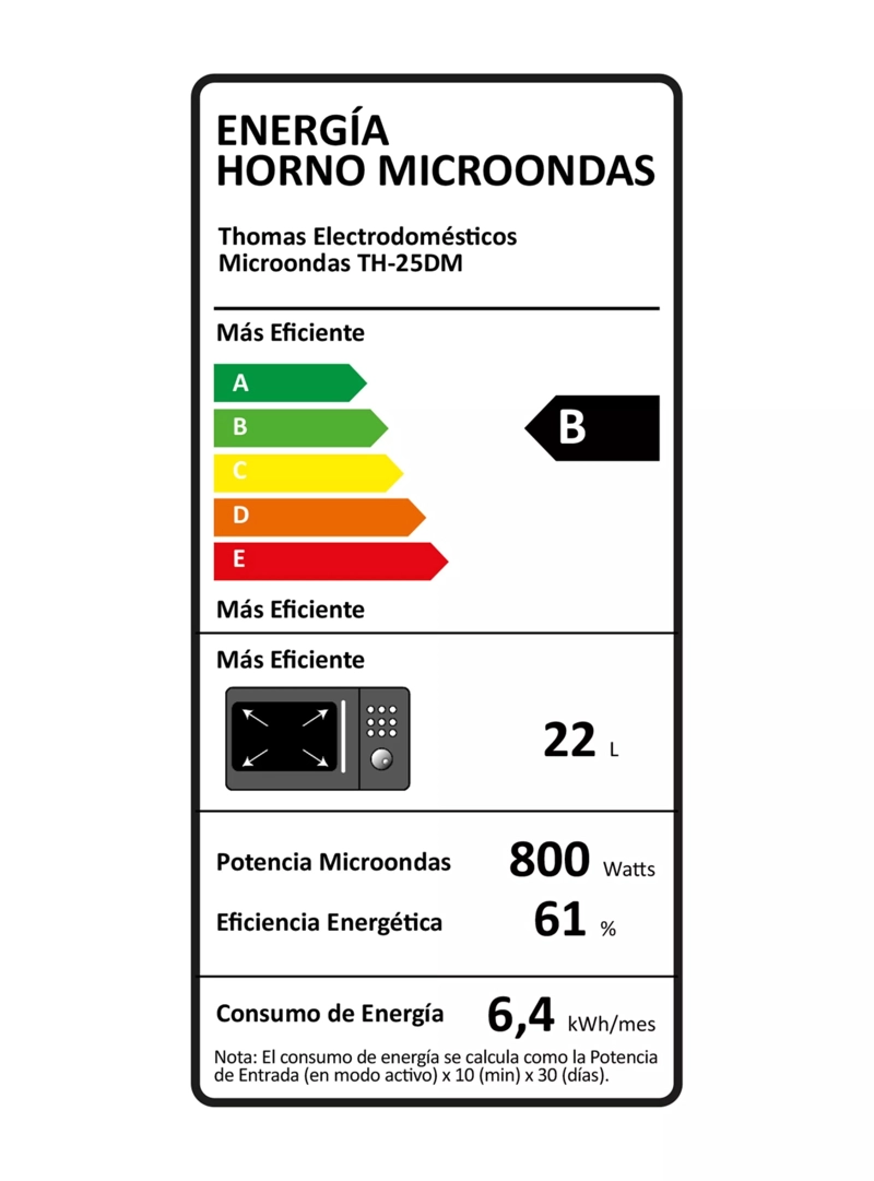 MICROONDAS THOMAS  DIGITAL 25 LITROS TH-25DM - 6