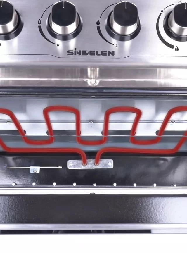 COCINA A GAS SINDELEN   5 QUEMADORES DOBLE HORNO HIBRIDA CH- CAJA CON DESGASTE - 5