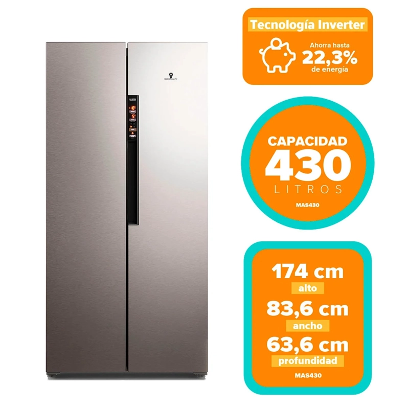 REFRIGERADOR  SIDE BY  SIDE  MADEMSA MAS430 - 4
