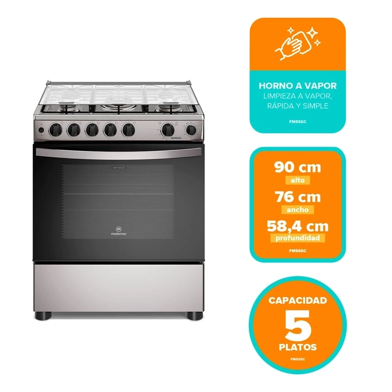COCINA A GAS  MADEMSA 5Q FM5SSC INOX - 6