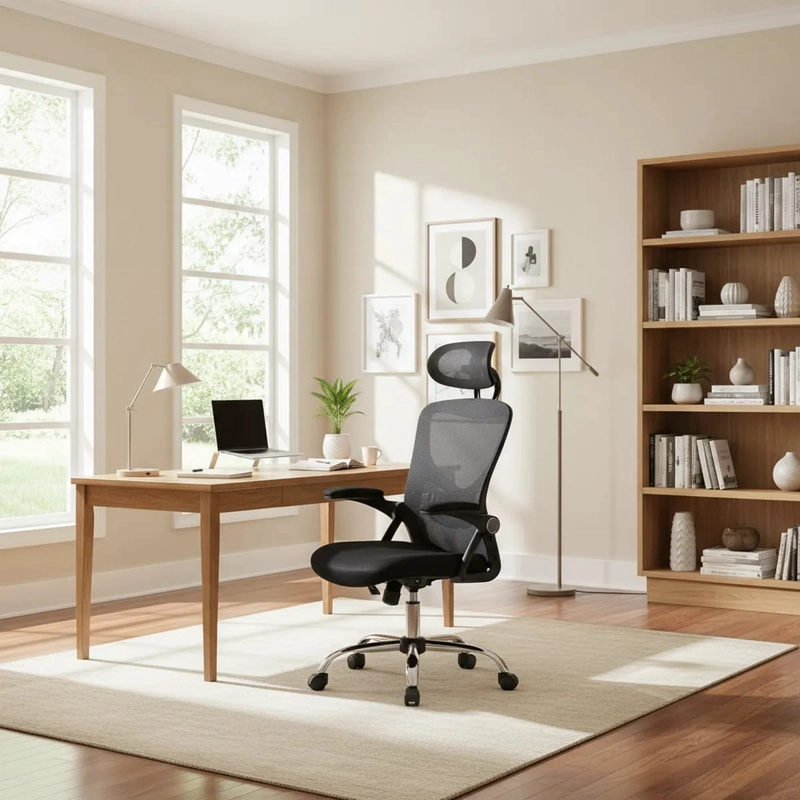 SILLA ESCRITORIO EJECUTIVA JUST HOME COLLECTION  MALLA NEGRO - 3