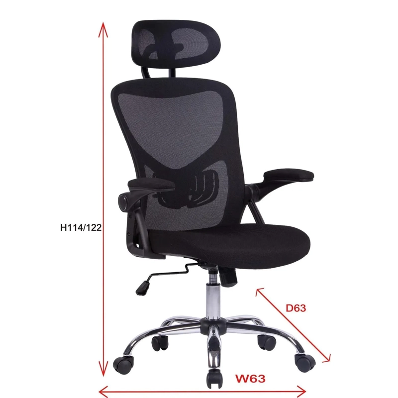 SILLA ESCRITORIO EJECUTIVA JUST HOME COLLECTION  MALLA NEGRO - 5