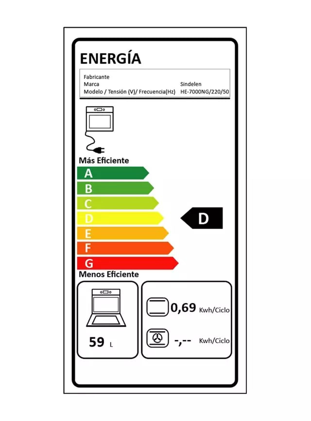 HORNO EMPOTRABLE SINDELEN 59 LITROS HE-7000NG NEGRO - 6