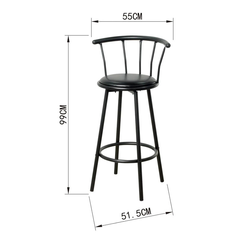 SILLA BAR BAR NEGRO JUST HOME COLLECTION 99.5X55X51.5 - 1