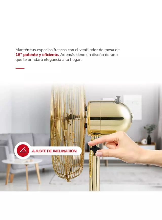 VENTILADOR DE SOBREMESA THOMAS 16'' 50W TH-16DM DORADO - 5
