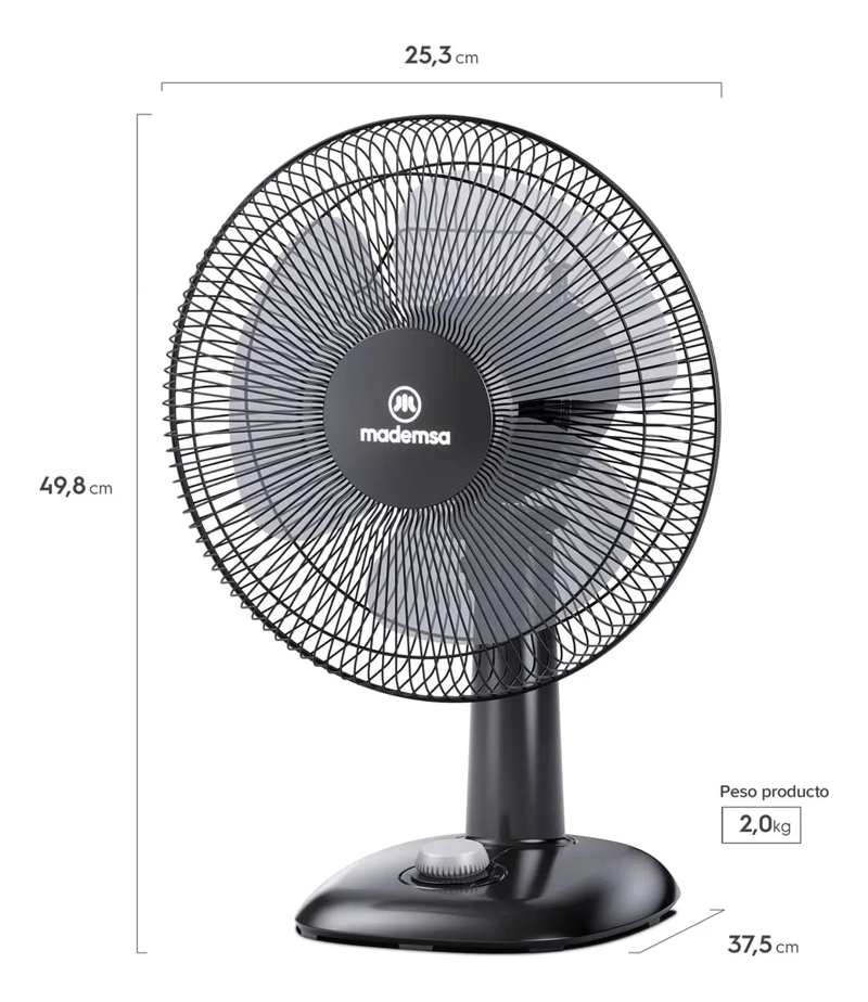 VENTILADOR MADEMSA SOBREMESA 40W 3 VELOCIDADES 16 PULGADAS - 1