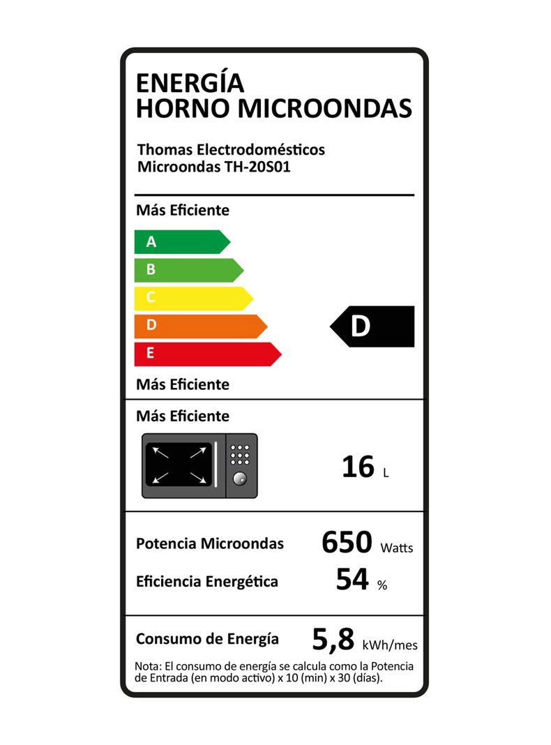 MICROONDAS ANALOGO THOMAS  20 LITROS 800W TH-20S01 - 6