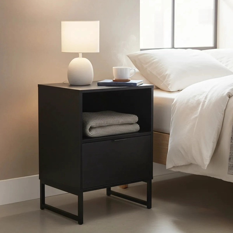 VELADOR 1 CAJON FRANCIA NEGRO JUST HOME COLLECTION MATE - 1