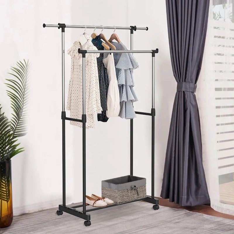 PERCHERO DOBLE BARRA CON RUEDAS JUST HOME COLLECTION METAL N - 4