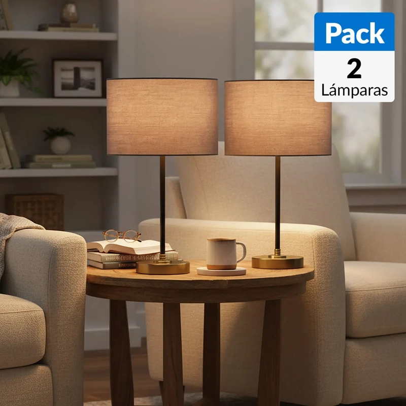 2 LAMPARAS DE MESA 40 CM JUST HOME COLLECTION MAR BEIGE - 1