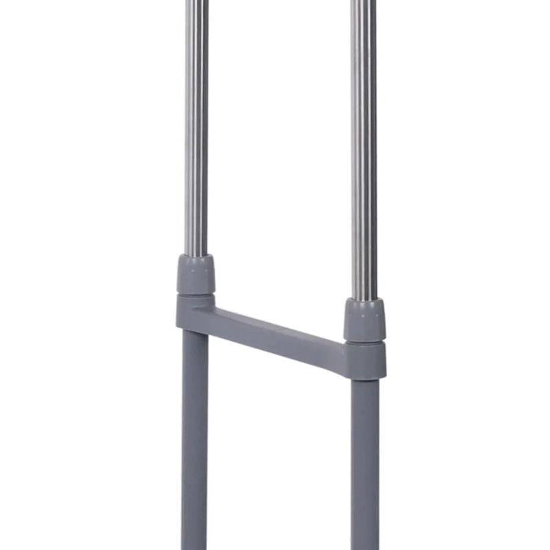 PERCHERO JUST HOME COLLECTION DOBLE BARRA CON RUEDAS GRIS - 3