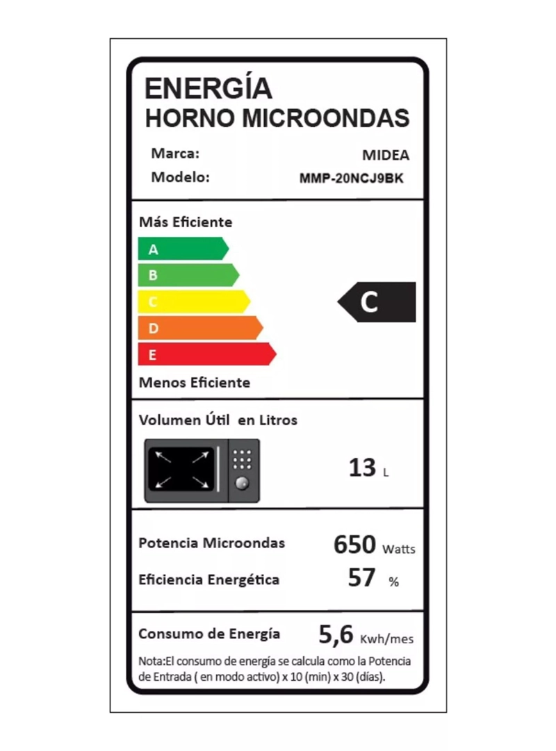 MICROONDAS MIDEA MECANICO 20 LTS MMP-20NCJ9 NEGRO - 4