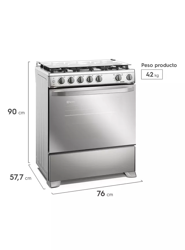 COCINA A GAS 5 QUEMADORES ELECTROLUX FE5SXC ACERO INOX - 2