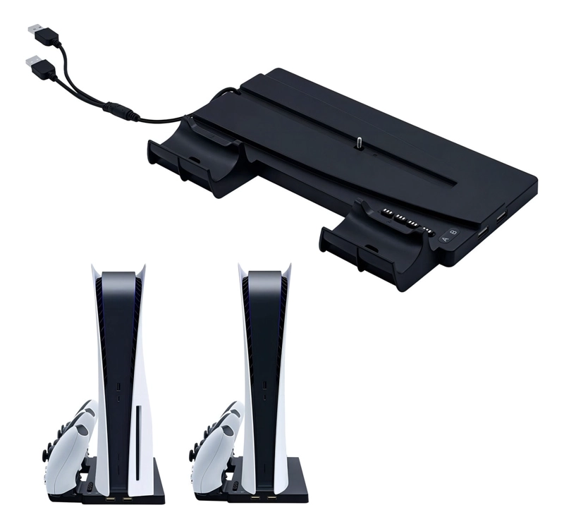 SOPORTE BASE PS5 PARA 2 DUALSENSE AUDIFONOS CON VENTILADOR. - 2
