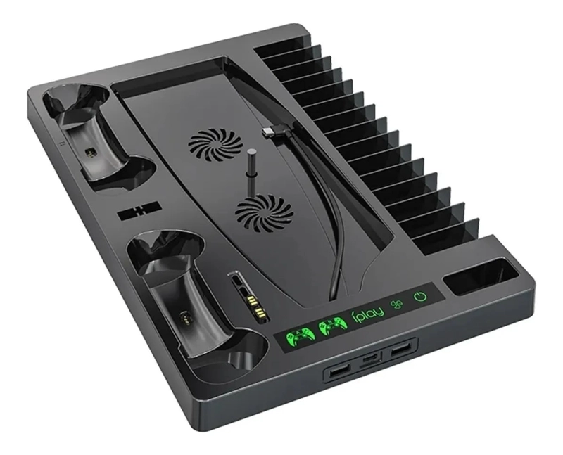 SOPORTE BASE PS5 PARA 2 DUALSENSE AUDIFONOS CON VENTILADOR. - 4