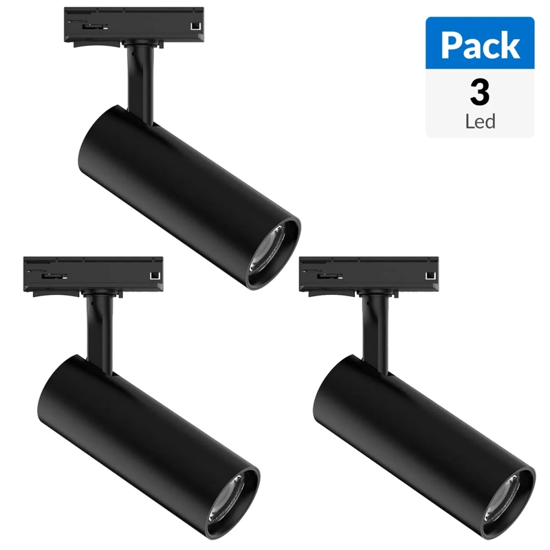 PACK 3 LED RIEL CILINDRO JUST HOME COLLECTION 12W NEGRO - 1